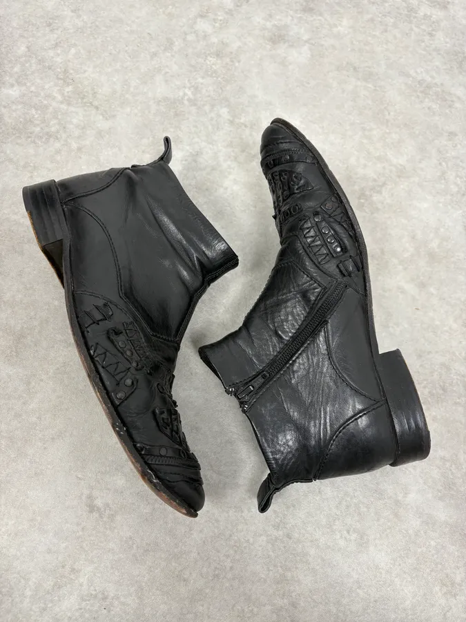 2000s Marithé + François Girbaud Black Ninja Leather Boots - Image 6
