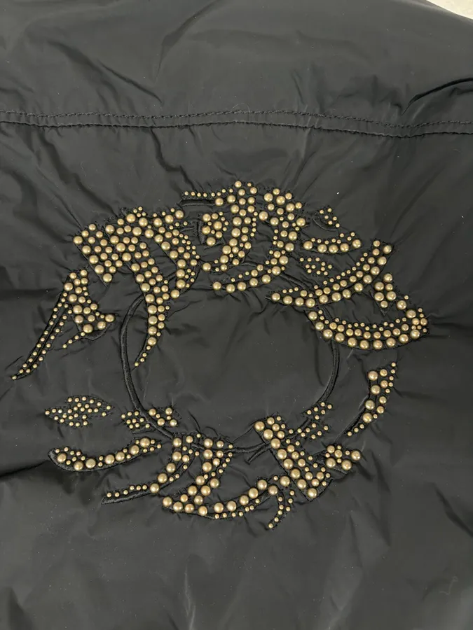 2000s Marithé + François Girbaud Black Nylon Studded Skull Puffer Jacket - Image 11