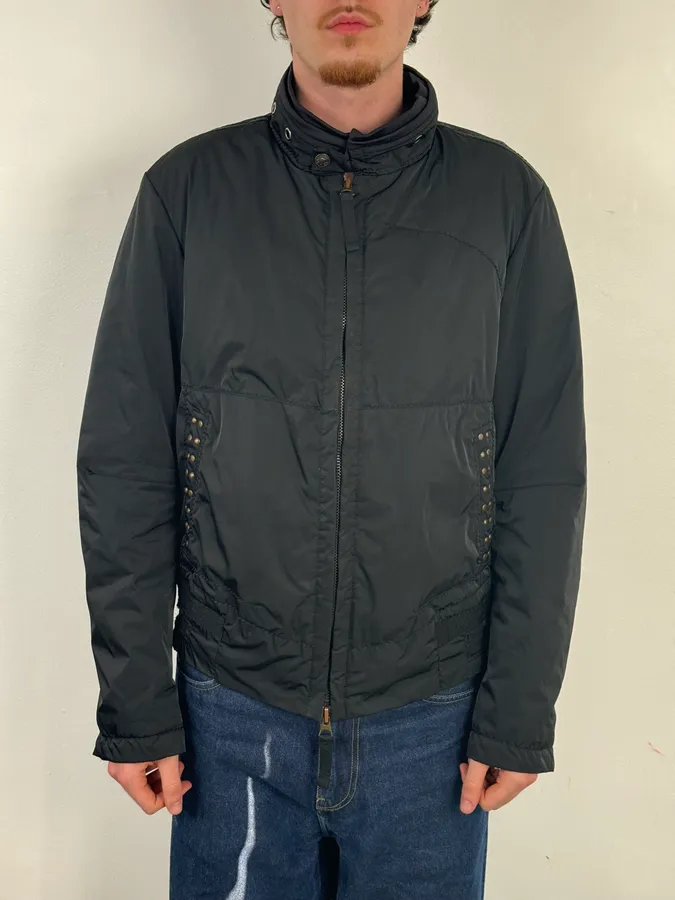 2000s Marithé + François Girbaud Black Nylon Studded Skull Puffer Jacket - Image 3
