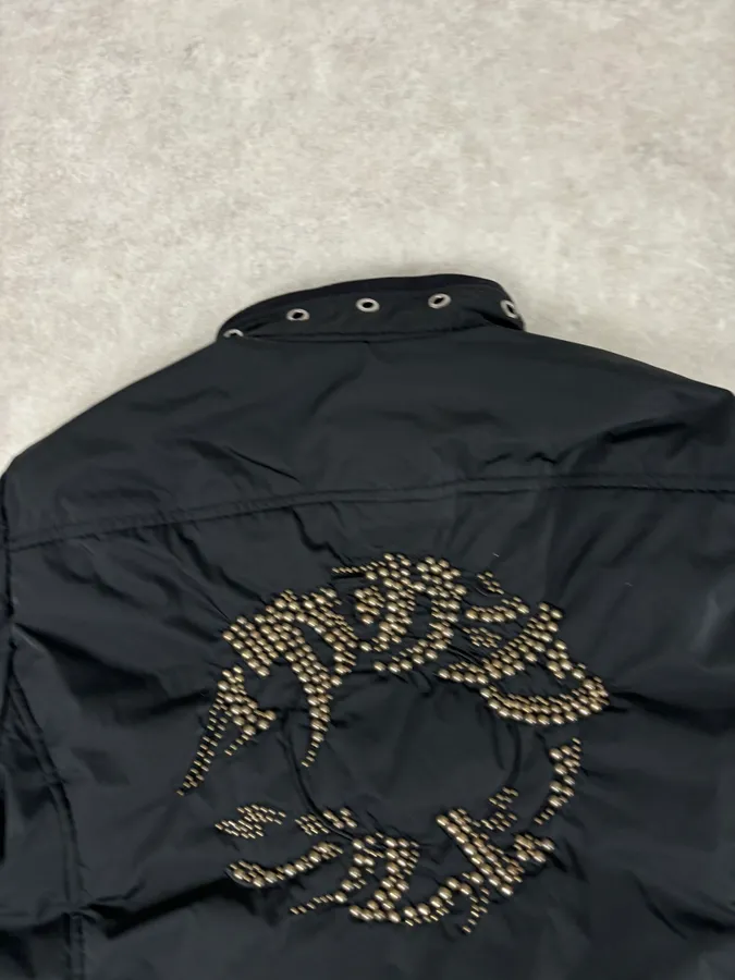 2000s Marithé + François Girbaud Black Nylon Studded Skull Puffer Jacket - Image 6
