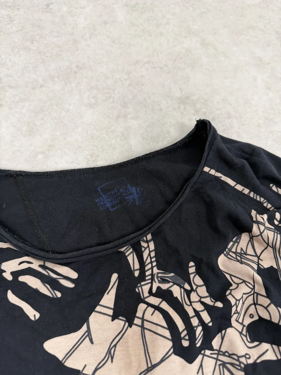 2000s Marithé + François Girbaud Black Tattooed Signature Abstract Longsleeves - Image 9