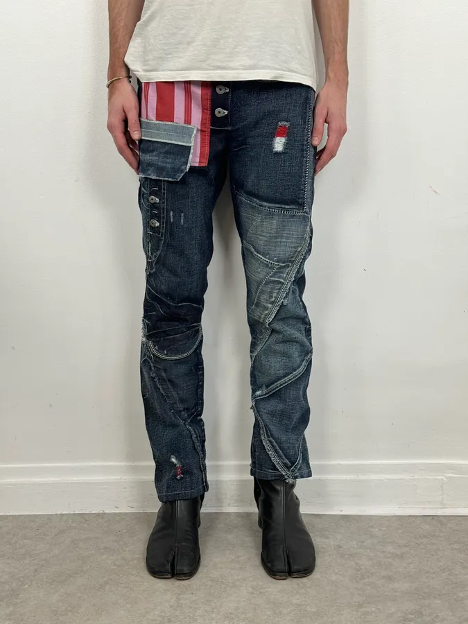 2000s Marithé + François Girbaud Blue Deconstructed Denim Jeans - Image 2