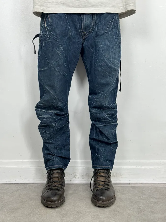 2000s Marithé + François Girbaud Blue Denim Cargo Jeans