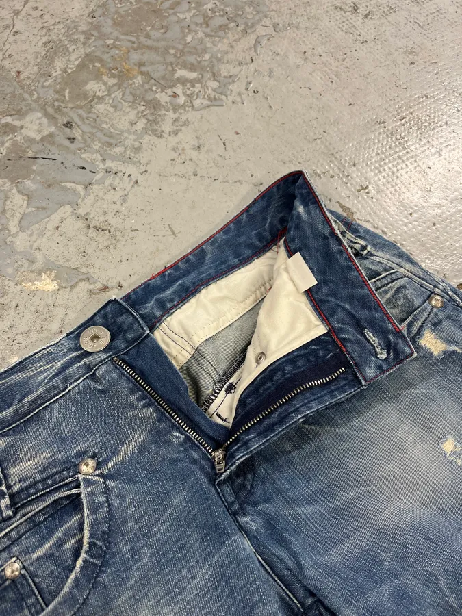 2000s Marithé + François Girbaud Blue Distressed Denim Jeans - Image 9