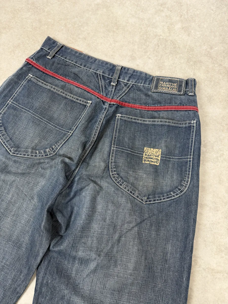 2000s Marithé + François Girbaud Blue Distressed Rebel Denim Jeans - Image 3