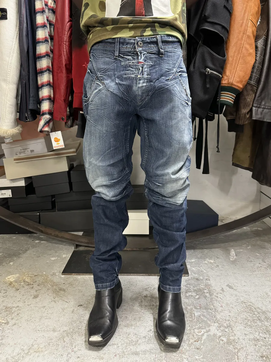 2000s Marithé + François Girbaud Blue Eroded Cozy Denim Jeans