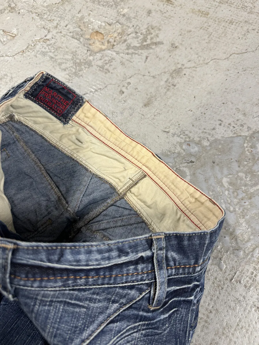 2000s Marithé + François Girbaud Blue Eroded Cozy Denim Jeans - Image 10