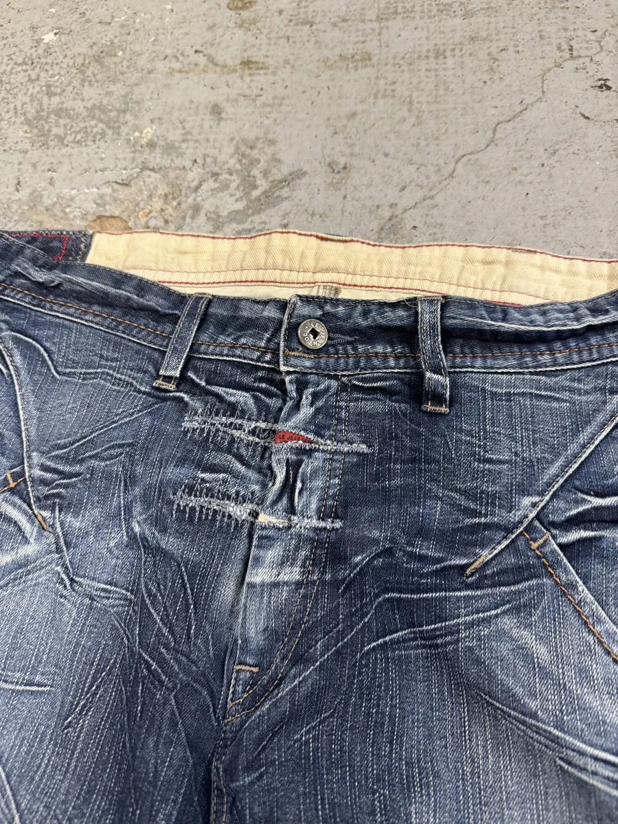 2000s Marithé + François Girbaud Blue Eroded Cozy Denim Jeans - Image 11