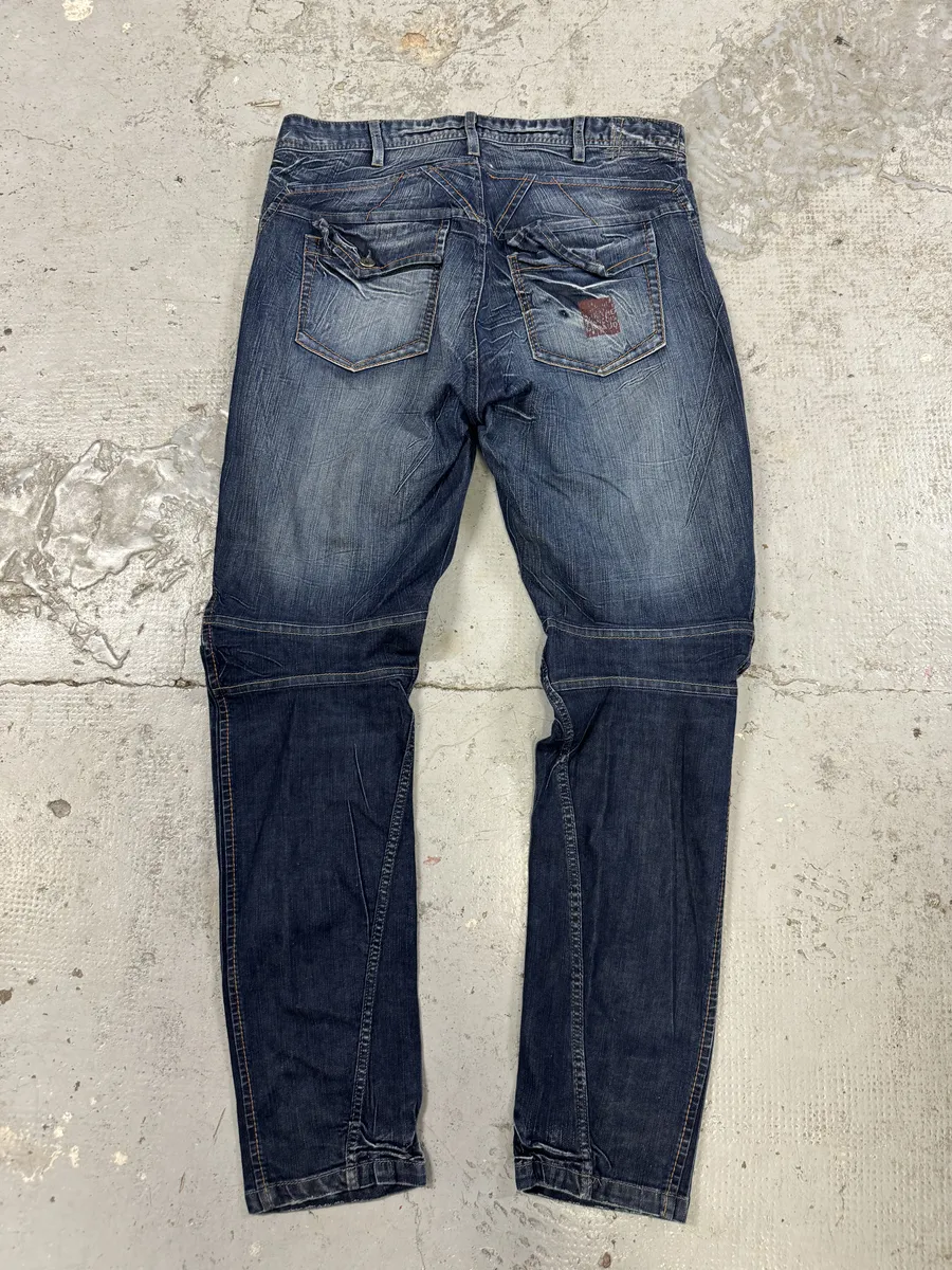 2000s Marithé + François Girbaud Blue Eroded Cozy Denim Jeans - Image 5
