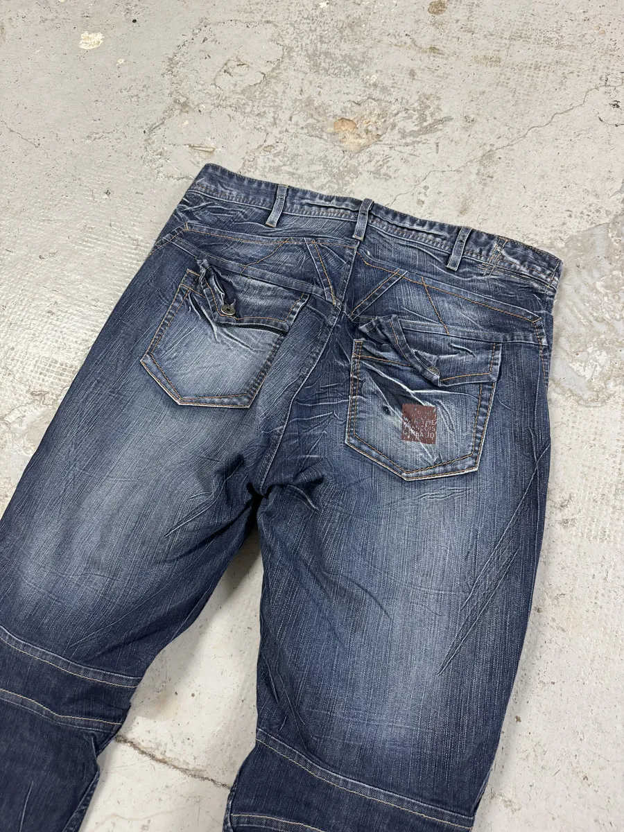 2000s Marithé + François Girbaud Blue Eroded Cozy Denim Jeans - Image 6