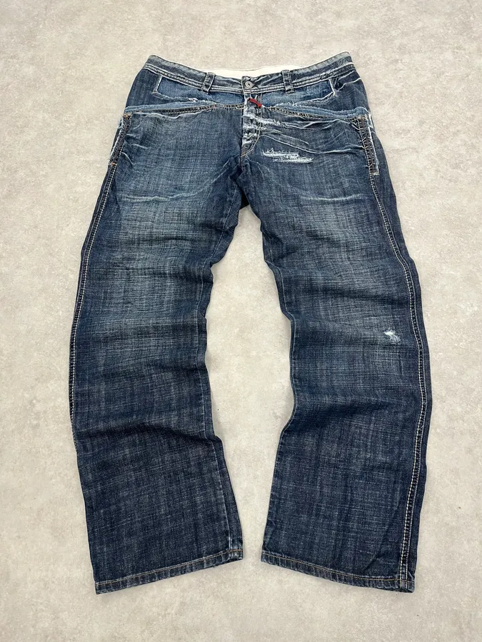 2000s Marithé + François Girbaud Blue Large Rebel Denim Jeans - Image 4