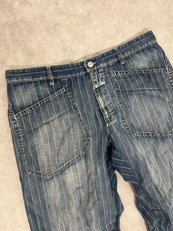 2000s Marithé + François Girbaud Blue Striped Denim Jeans - Image 5