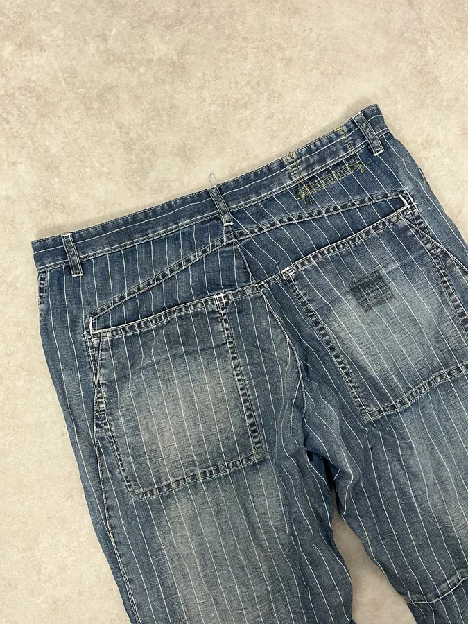 2000s Marithé + François Girbaud Blue Striped Denim Jeans - Image 6