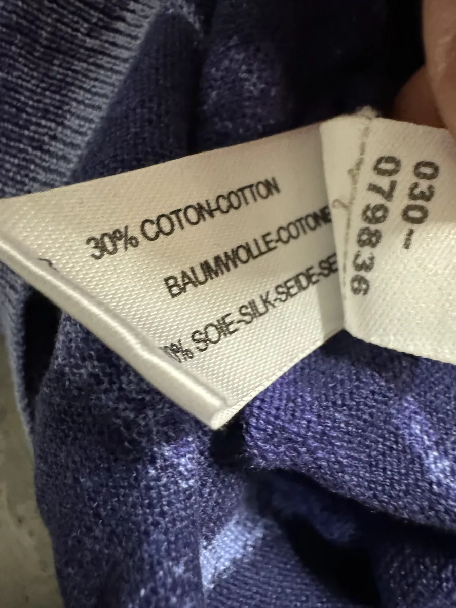 2000s Marithé + François Girbaud Blue Striped Silk & Cotton Sweater - Image 10