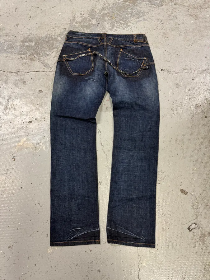 2000s Marithé + François Girbaud Blue Studded Denim Jeans - Image 6