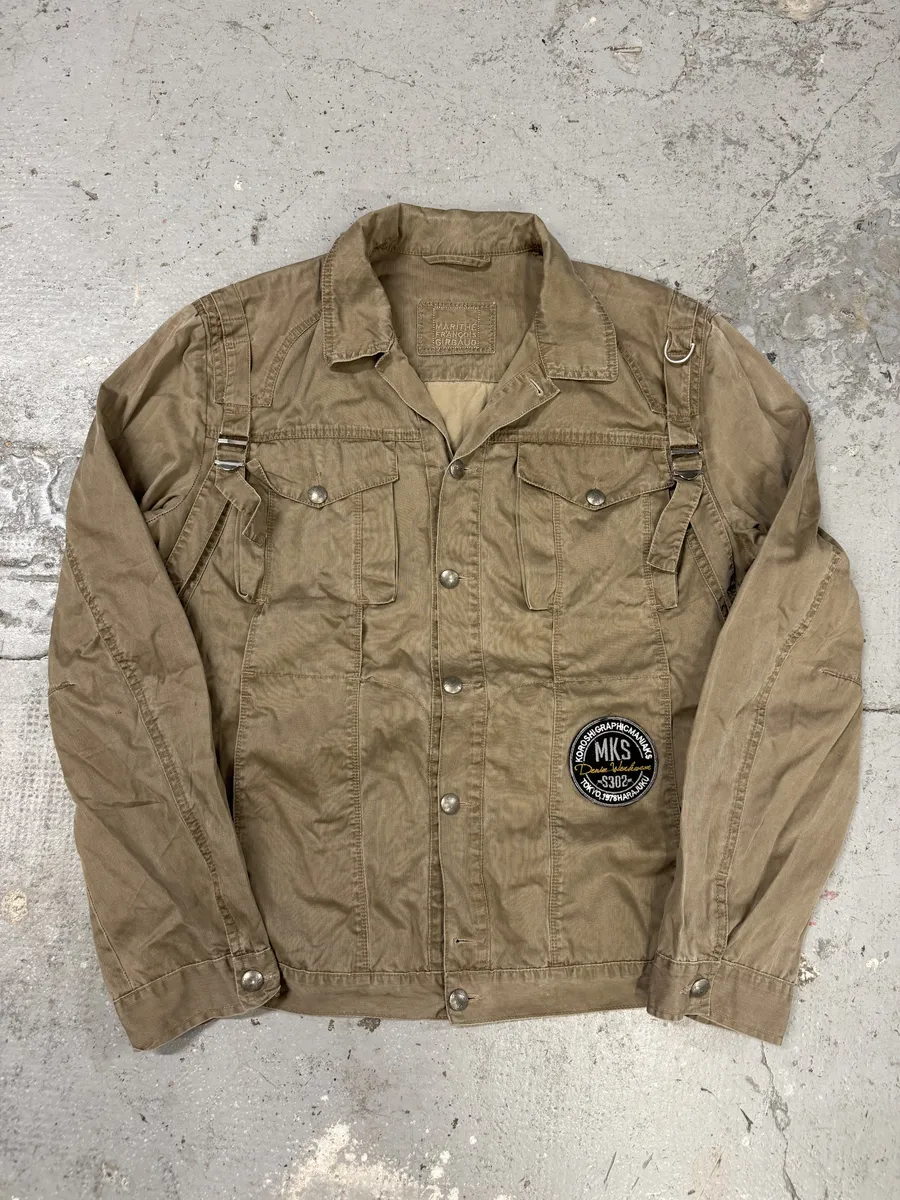 2000s Marithé + François Girbaud Bondage Straps Khaki Tactical Shirt Jacket - Image 7