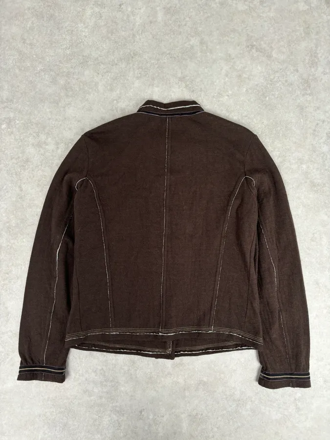 2000s Marithé + François Girbaud Brown Buttoned Cardigan Jacket - Image 5