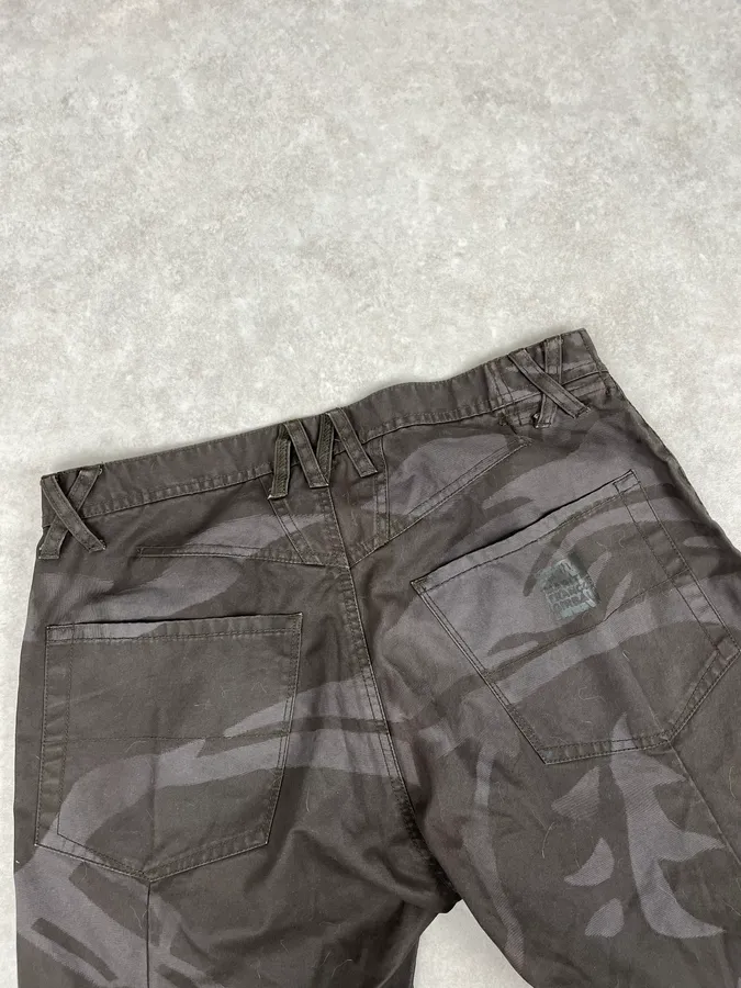 2000s Marithé + François Girbaud Brown Nylon Tattoo Large Pants - Image 8