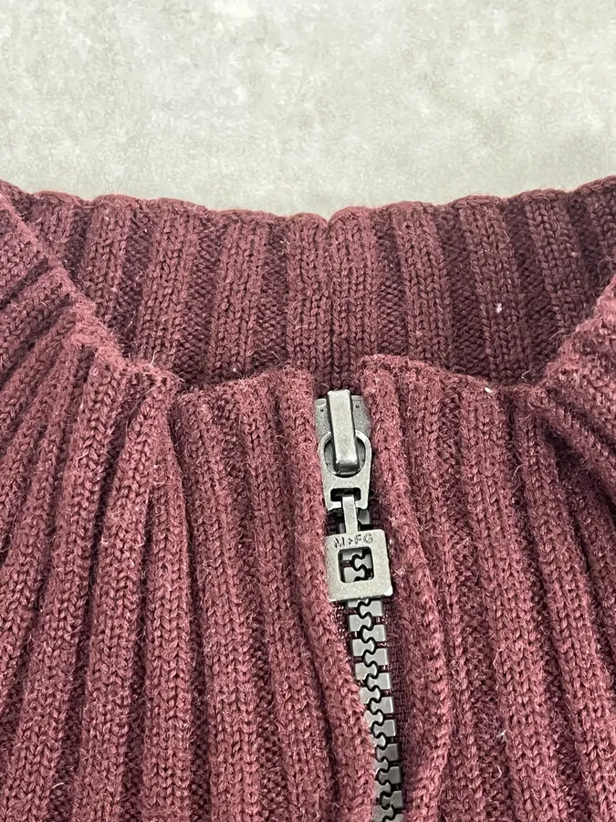 2000s Marithé + François Girbaud Brown & Orange Zip-Up Sweater - Image 8