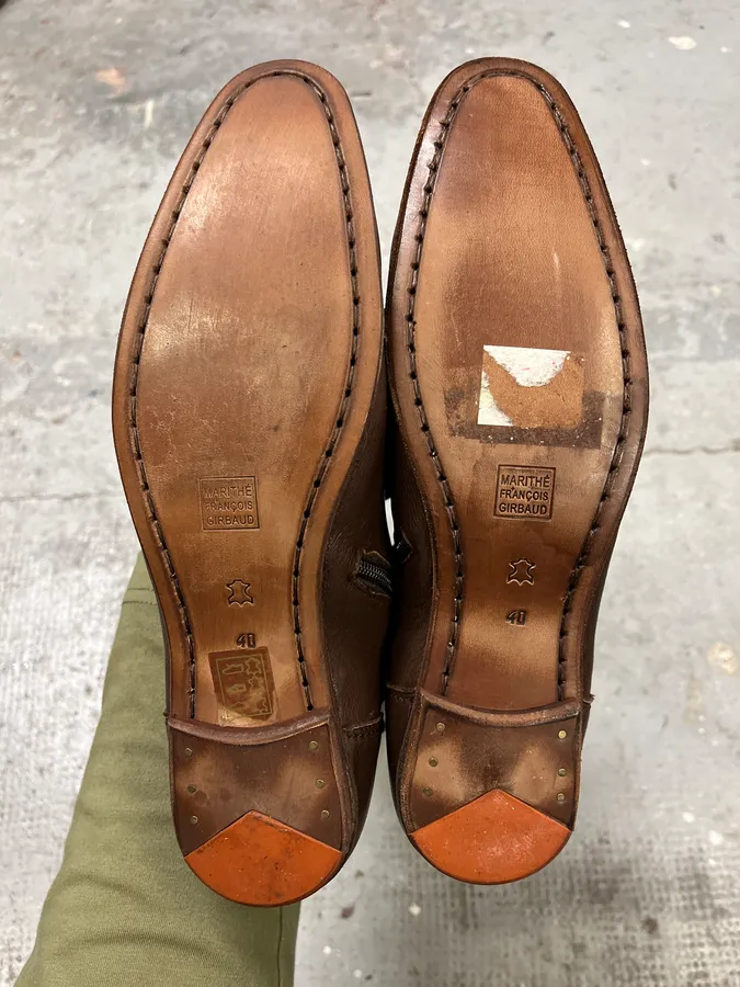 2000s Marithé + François Girbaud Brown Pony Hair Buttoned Leather Boots - Image 10
