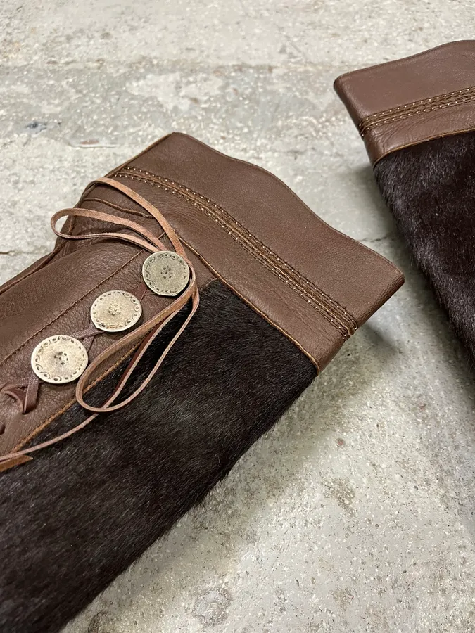2000s Marithé + François Girbaud Brown Pony Hair Buttoned Leather Boots - Image 7