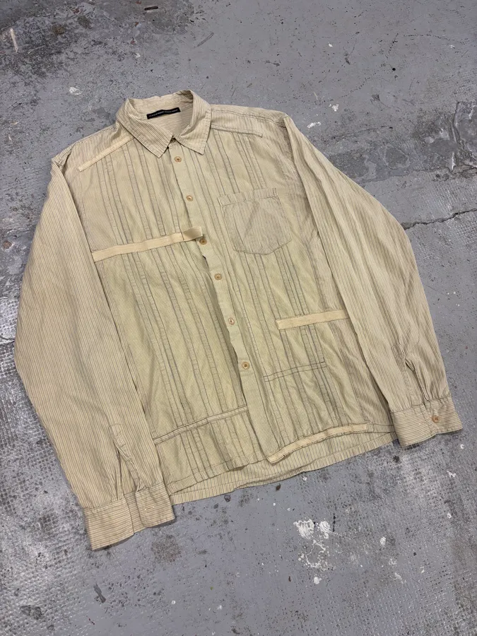 2000s Marithé + François Girbaud Cargo Bondage Beige Shirt - Image 2