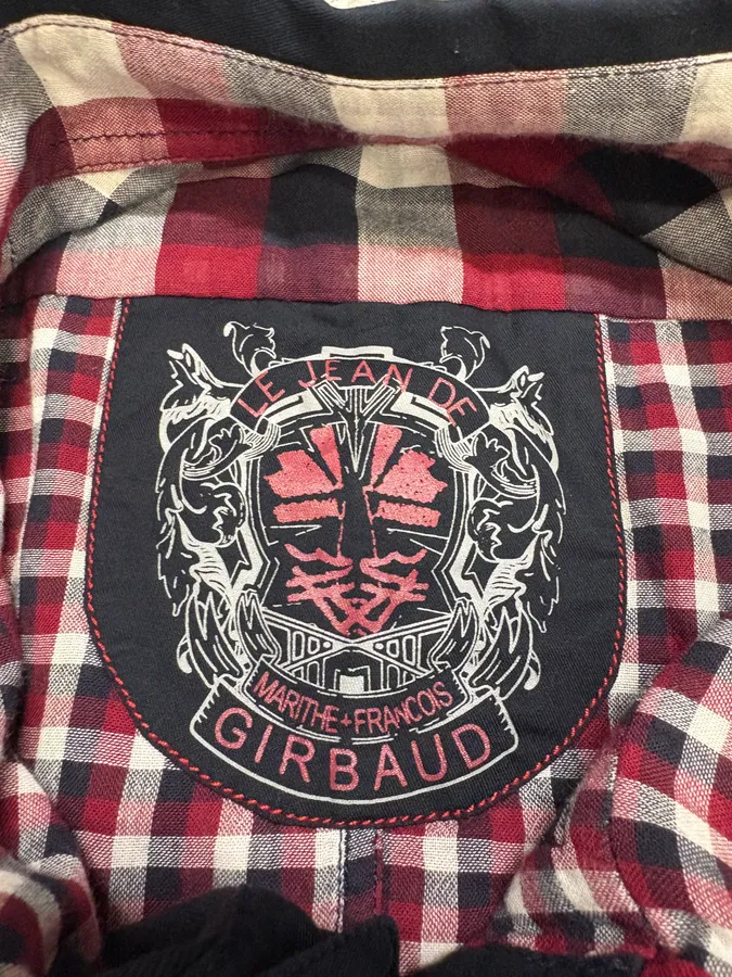 2000s Marithé + François Girbaud Checked Red & Navy Utility Overshirt - Image 9