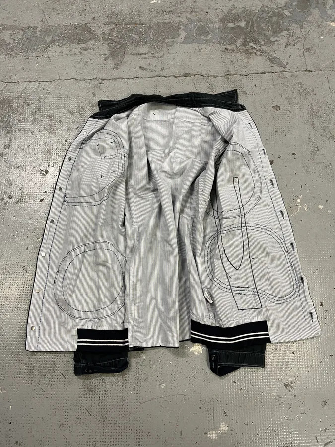 2000s Marithé + François Girbaud Contemporary Abstract Black Faded Shirt Jacket - Image 10
