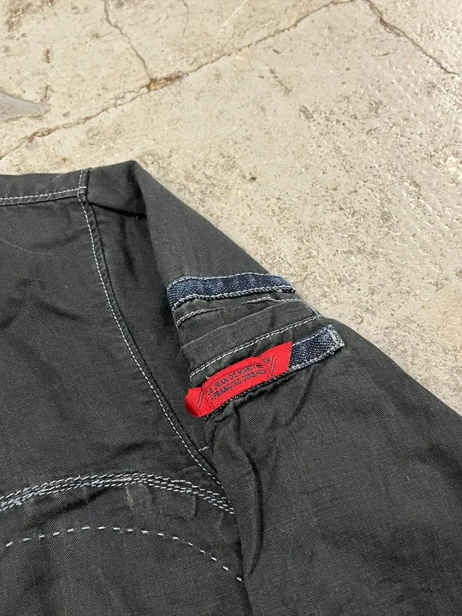 2000s Marithé + François Girbaud Contemporary Abstract Black Faded Shirt Jacket - Image 6