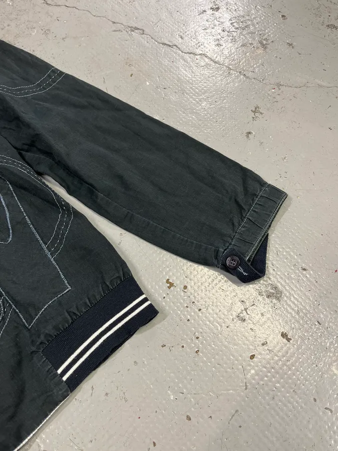 2000s Marithé + François Girbaud Contemporary Abstract Black Faded Shirt Jacket - Image 7