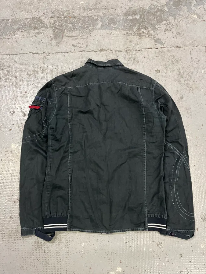2000s Marithé + François Girbaud Contemporary Abstract Black Faded Shirt Jacket - Image 8