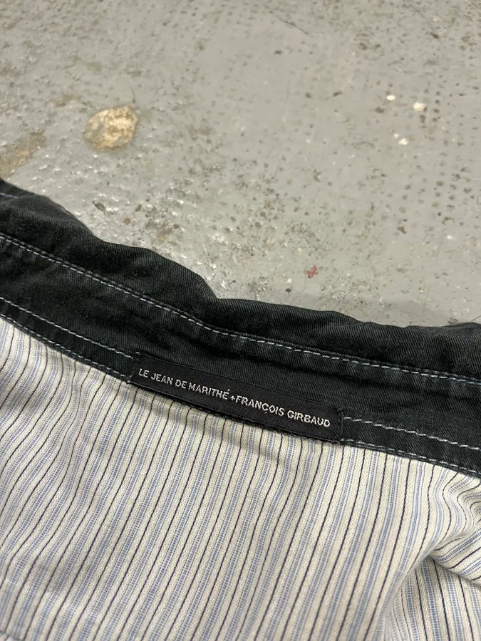 2000s Marithé + François Girbaud Contemporary Abstract Black Faded Shirt Jacket - Image 9