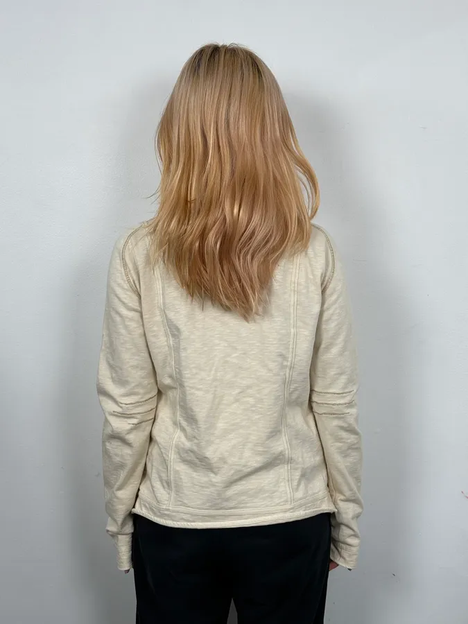 2000s Marithé + François Girbaud Creamy Beige Buttoned Cardigan - Image 3