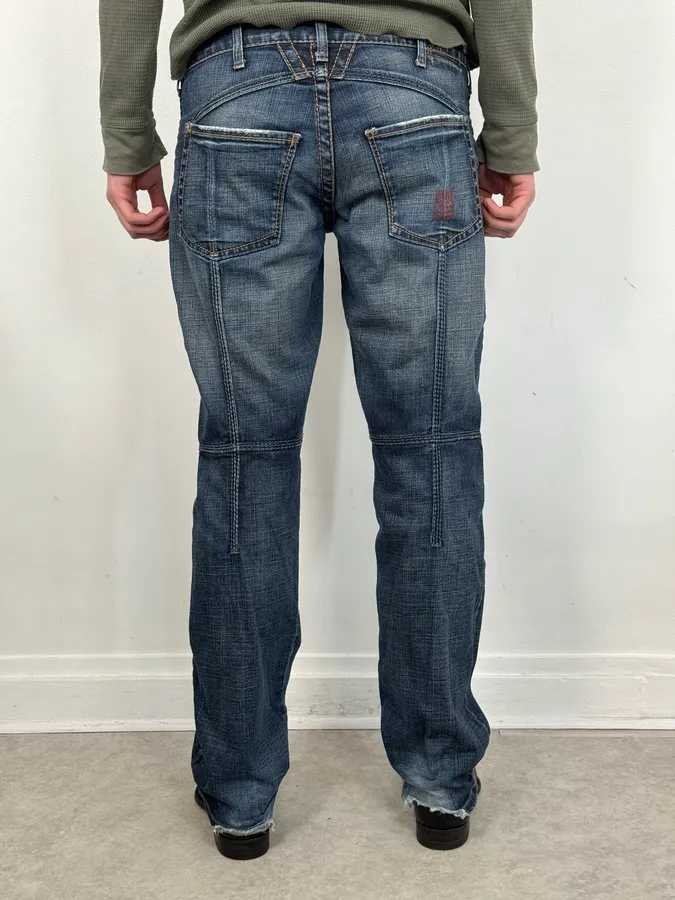 2000s Marithé + François Girbaud Cross Stich Distressed Denim Jeans - Image 4