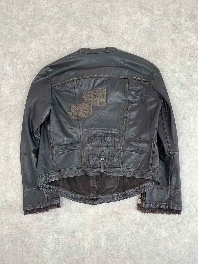 2000s Marithé + François Girbaud Dark Brown Signature Buttoned Leather Jacket - Image 5