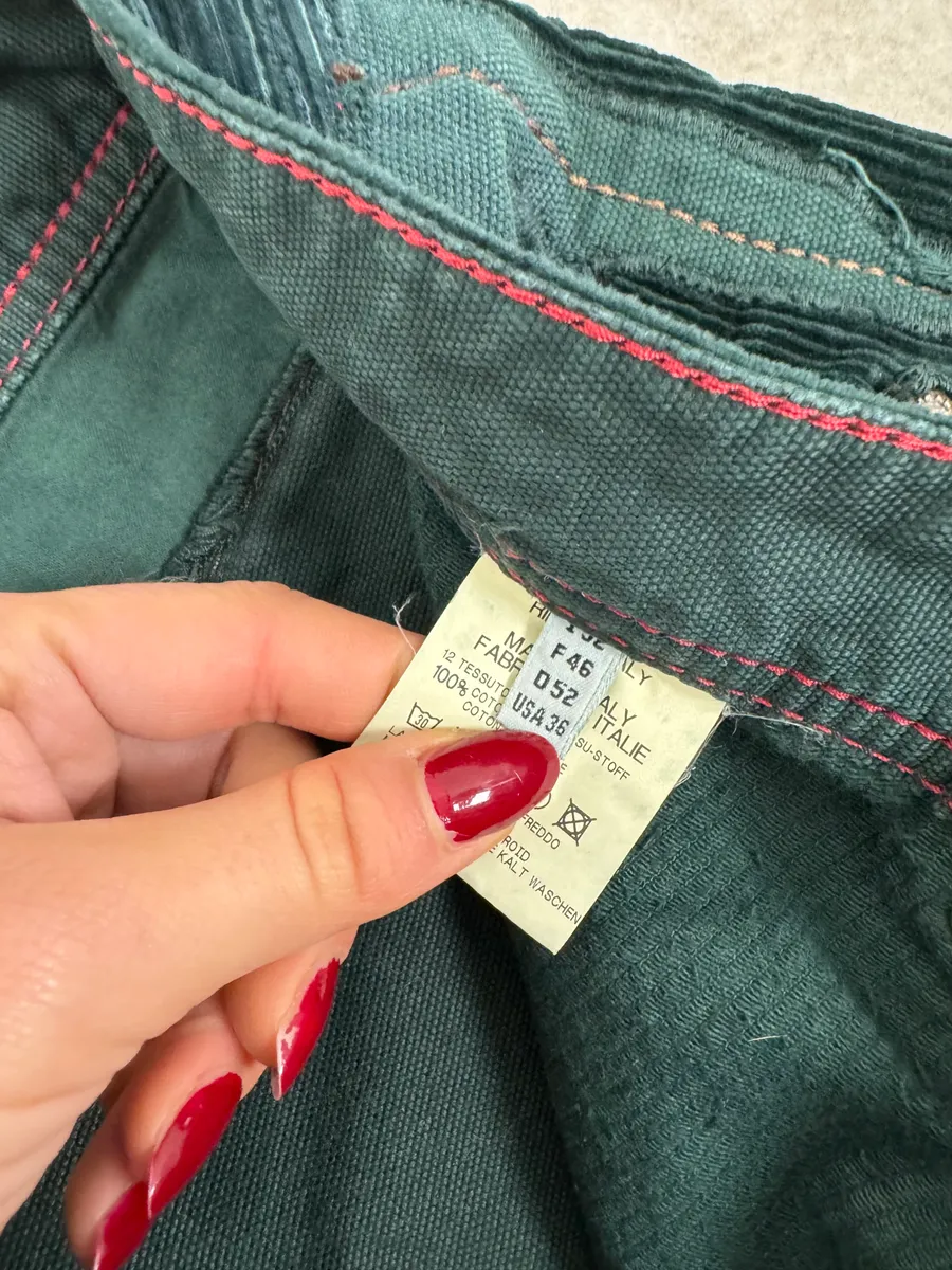 2000s Marithé + François Girbaud Dark Green Abstract Pants - Image 11