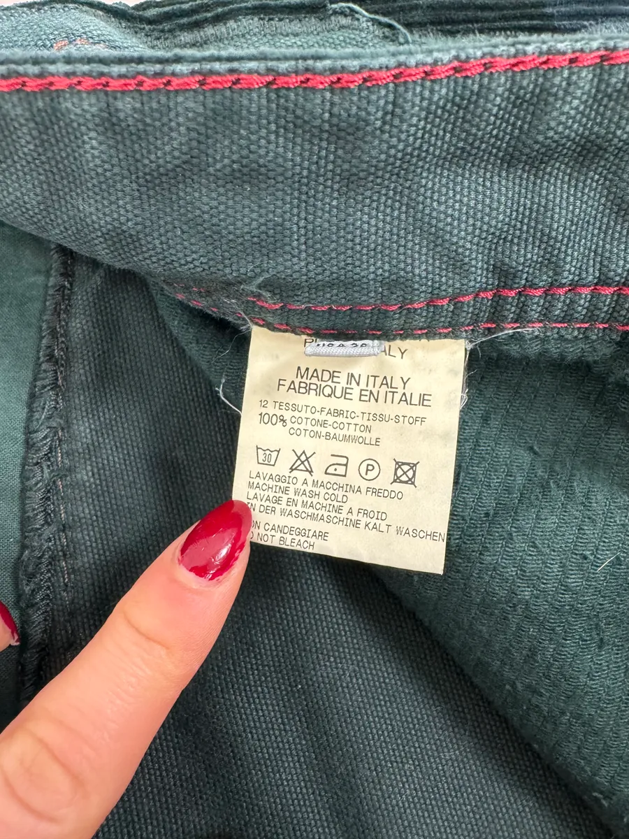2000s Marithé + François Girbaud Dark Green Abstract Pants - Image 12