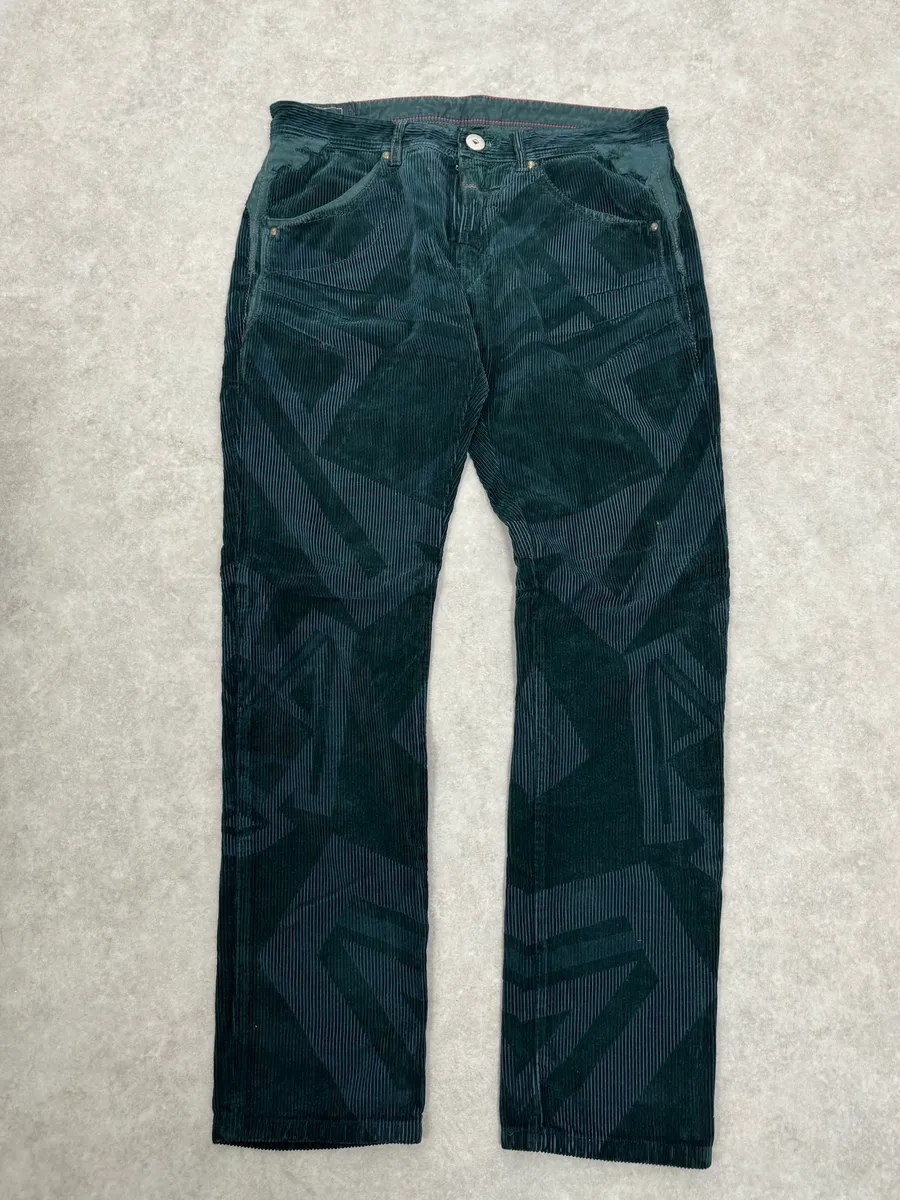 2000s Marithé + François Girbaud Dark Green Abstract Pants - Image 7