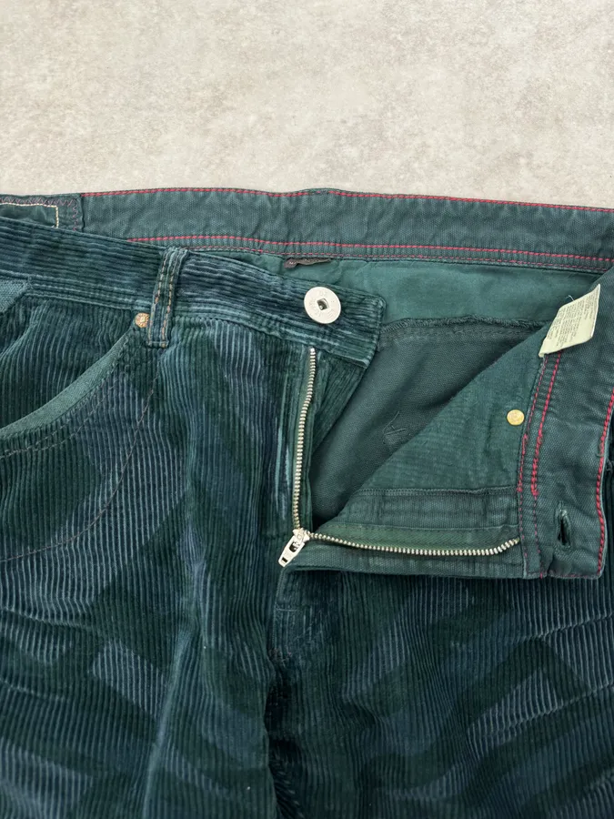 2000s Marithé + François Girbaud Dark Green Abstract Pants - Image 8