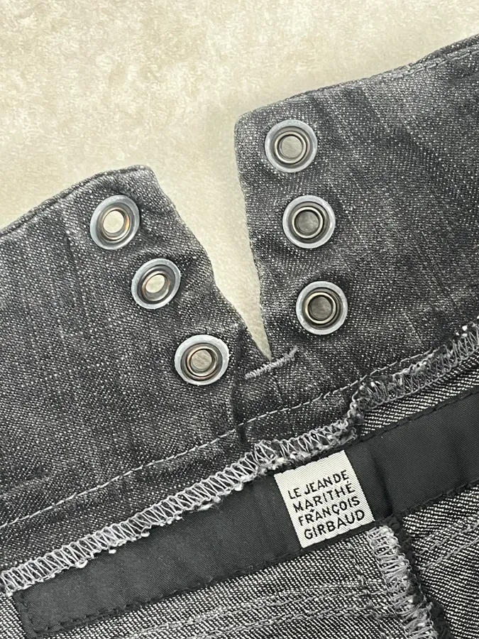 2000s Marithé + François Girbaud Dark Grey Avant-Garde Flared Denim Jeans - Image 11