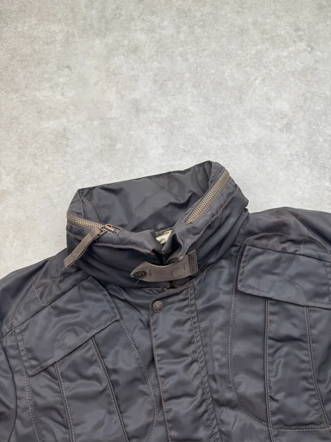 2000s Marithé + François Girbaud Dark Grey Tron Contrast Nylon Bomber Jacket - Image 6