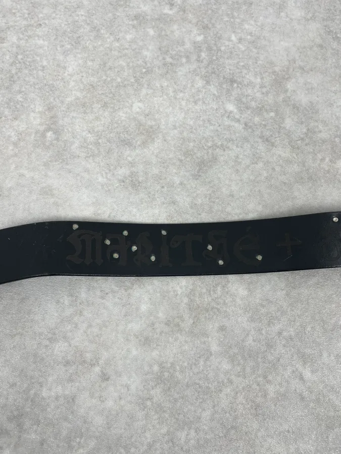 2000s Marithé + François Girbaud Devil Buckle Studded Black Leather Belt - Image 6