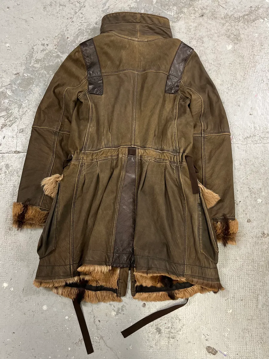 2000s Marithé + François Girbaud Fur Brown Leather Jacket - Image 4