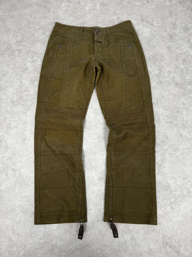 2000s Marithé + François Girbaud Khaki Green Velvet Pants
