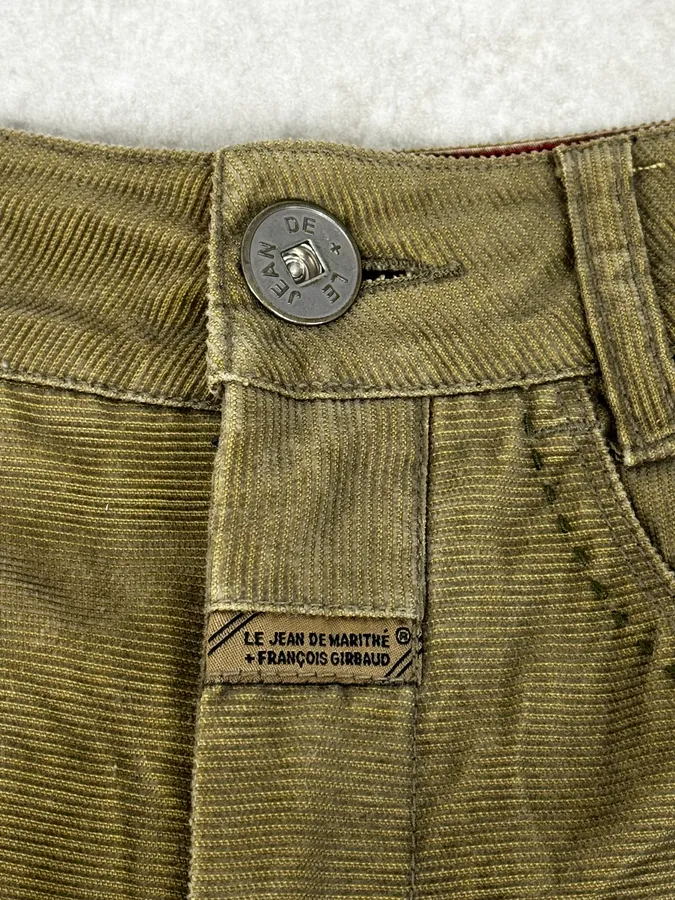 2000s Marithé + François Girbaud Khaki Green Velvet Pants - Image 11