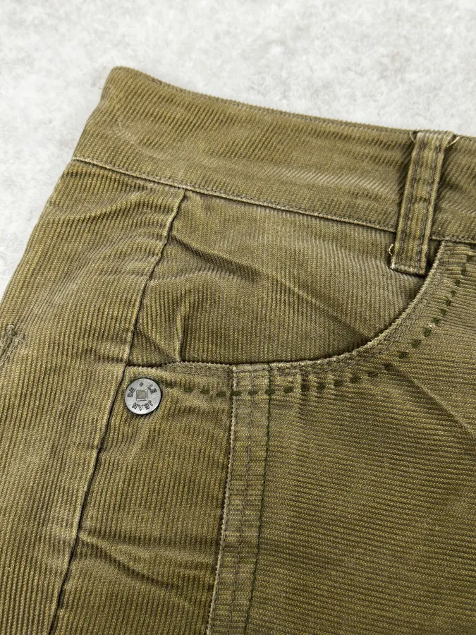 2000s Marithé + François Girbaud Khaki Green Velvet Pants - Image 12
