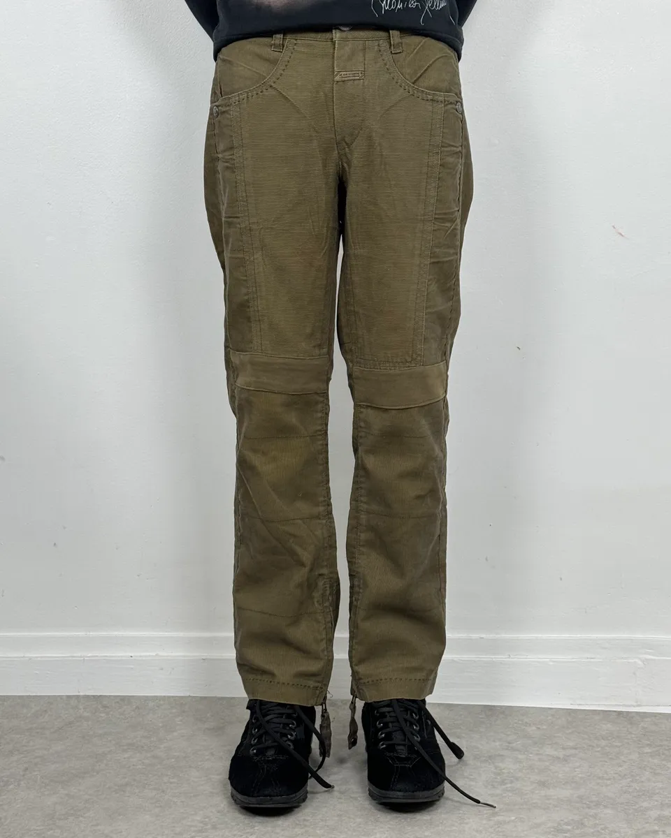 2000s Marithé + François Girbaud Khaki Green Velvet Pants - Image 2