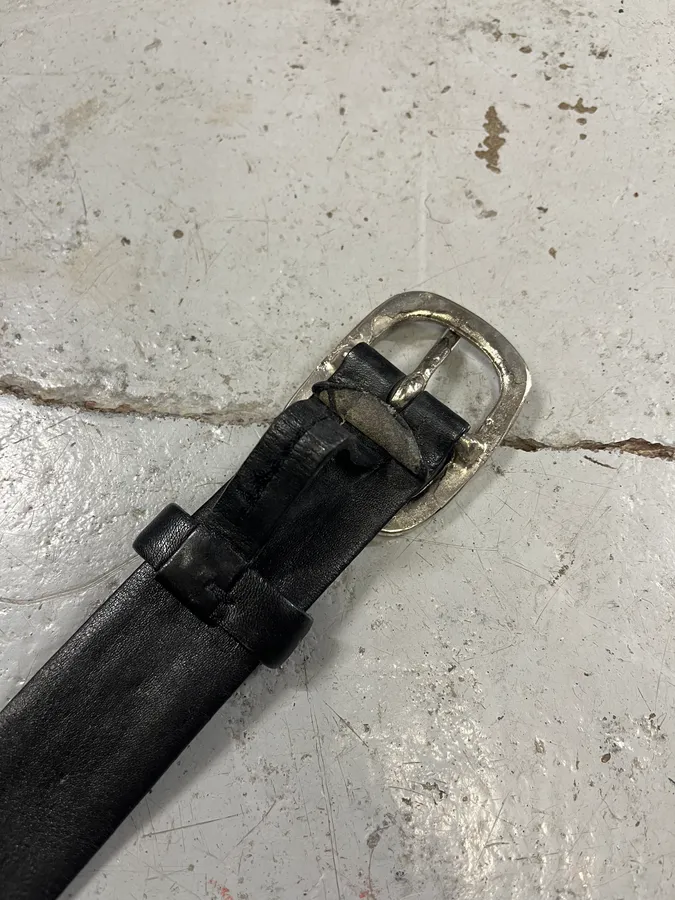 2000s Marithé + François Girbaud Metal Black Leather Belt - Image 8