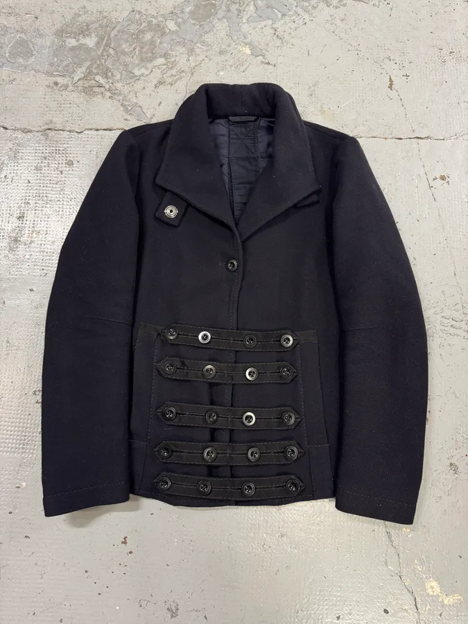 2000s Marithé + François Girbaud Napoleon Navy Wool Jacket