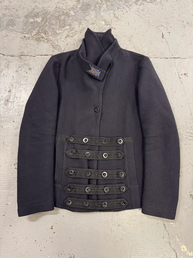 2000s Marithé + François Girbaud Napoleon Navy Wool Jacket - Image 5